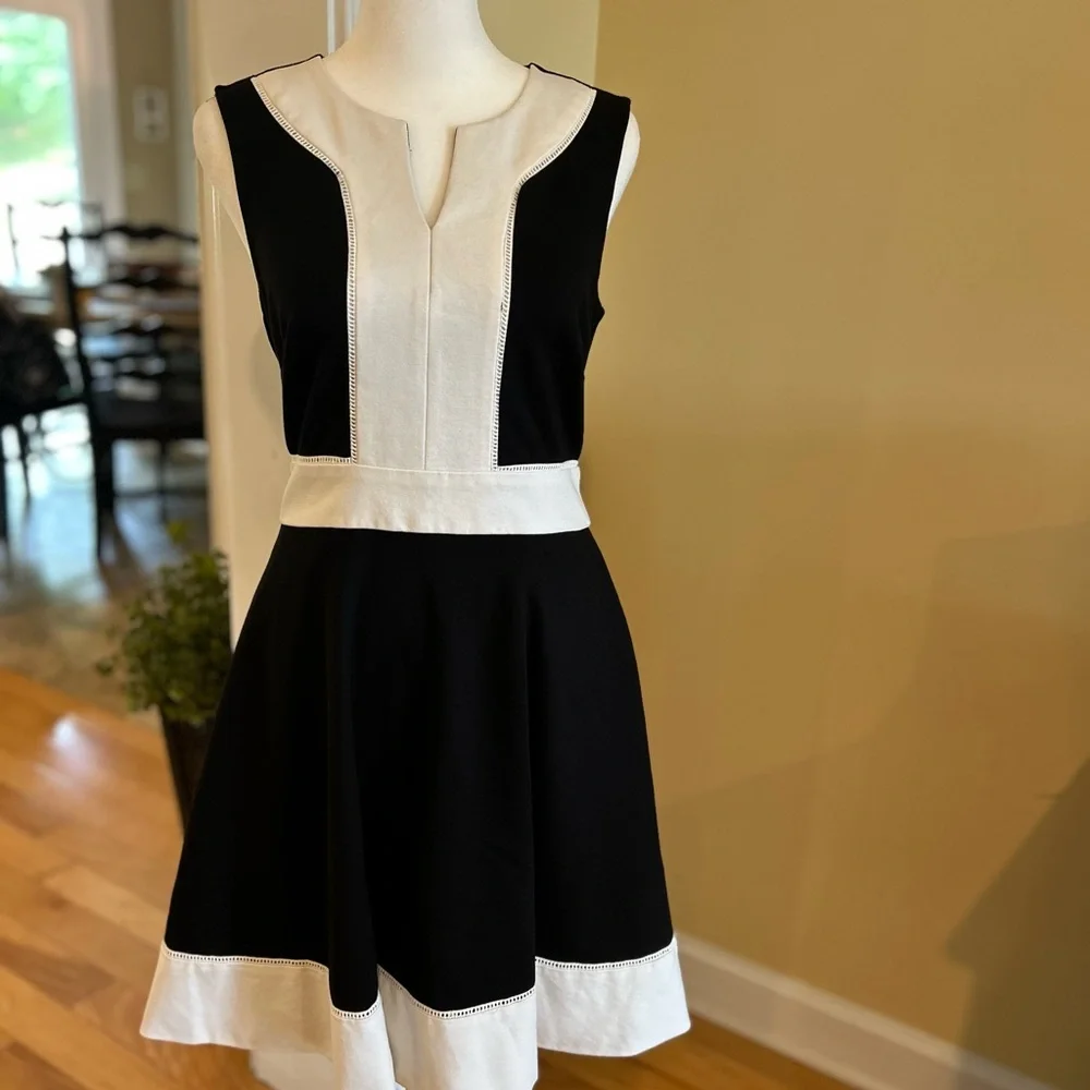 Kate Spade Black and White Colorblock Ponte Women’s Knit Dress